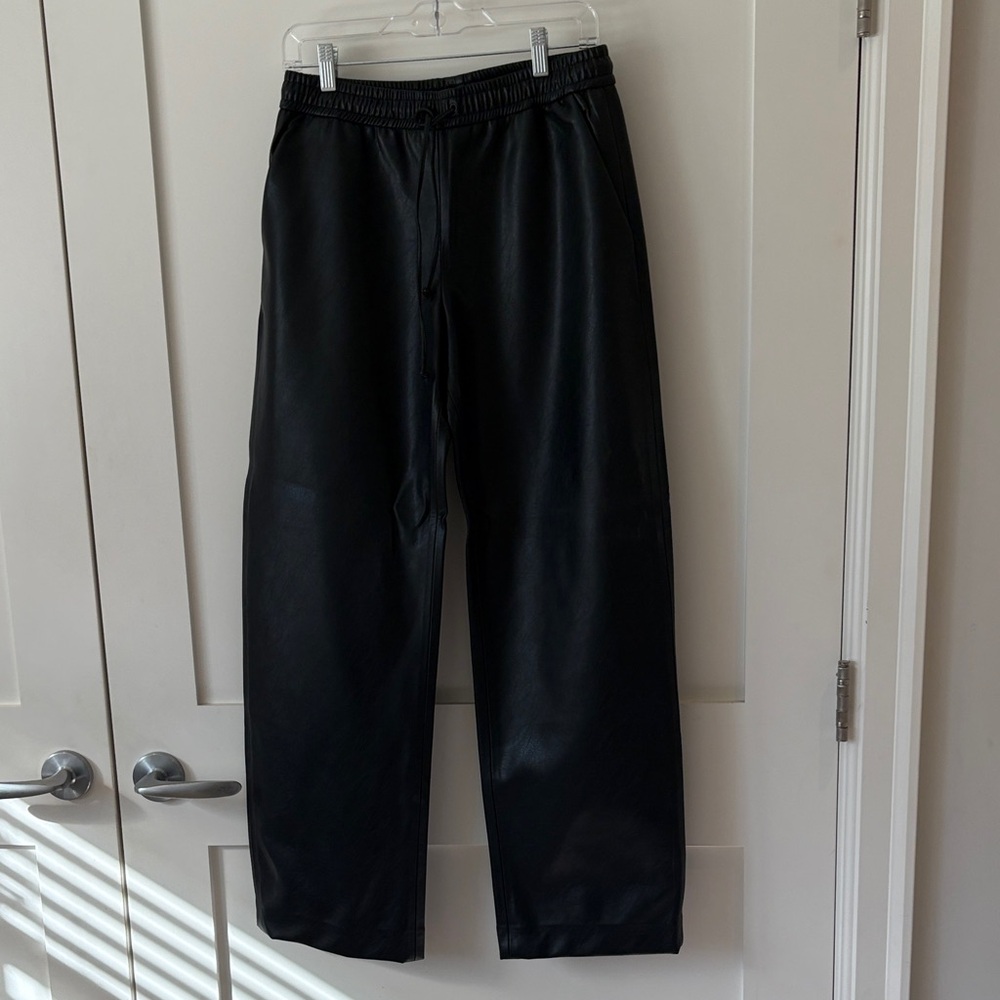 Women’s Black Faux Leather Jogger Pants